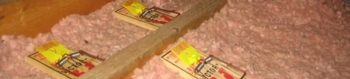 Mouse traps placed in an attic for rodent control in Bradenton, FL