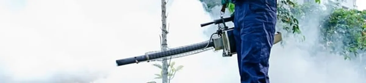 Pest control technician fogging an outdoor area for insect control in Bradenton, FL